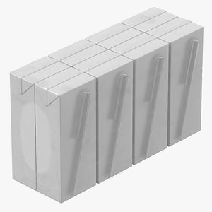 3D Juice Carton Small Blank and Generic Label model