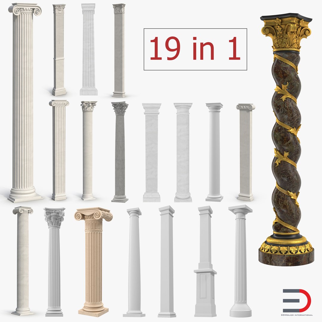 Columns and Pilasters Big Collection 3D model preview