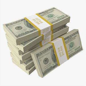 3D American dollar bundles medium set model