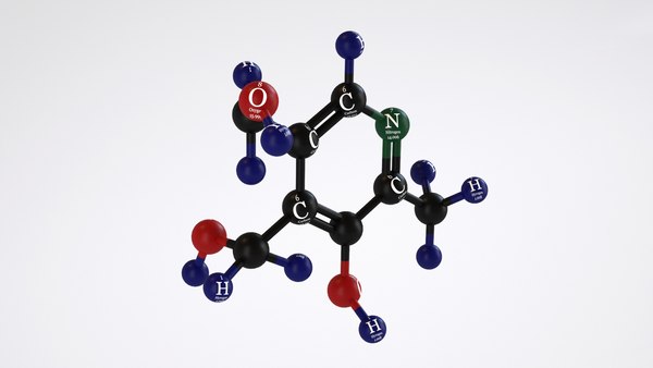 3D vitamin b6-molecular model
