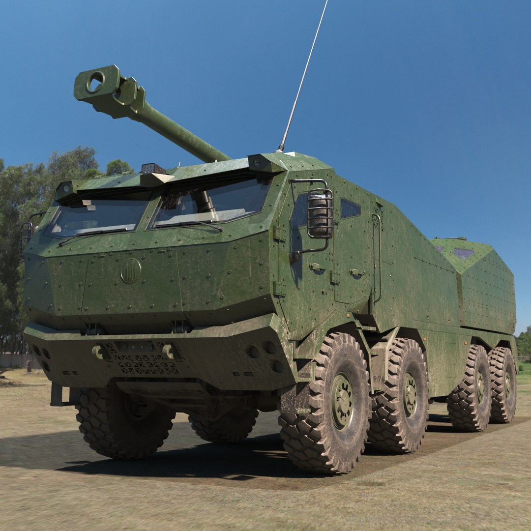 Morana Green Dirty Military Howitzer 3D model preview