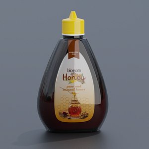 3D glass honey jar for supermarket model