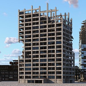 3D Destroyed Building Construction model