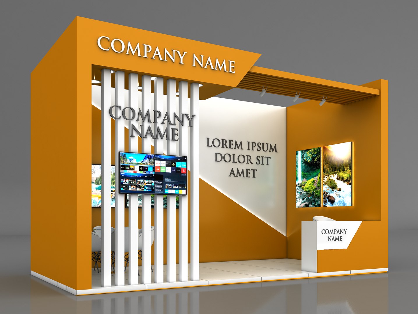 Modello 3D Stand Stand Espositivo Stand 3x6m Altezza 360 Cm 1 Lato modular-exhibition-stall-designs-tsi-displays-private-limited-id
