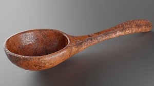 Realistic Wooden Ladle PBR 3D Model - Game-Ready Prop