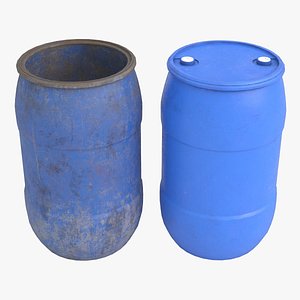3D Plastic Barrel Old and New PBR model