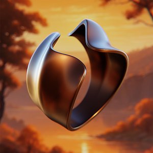 Waveform Elegance Ring - Futuristic Jewelry Design 66 3D model