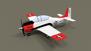 T-28 Trojan Training Airplane Low-poly