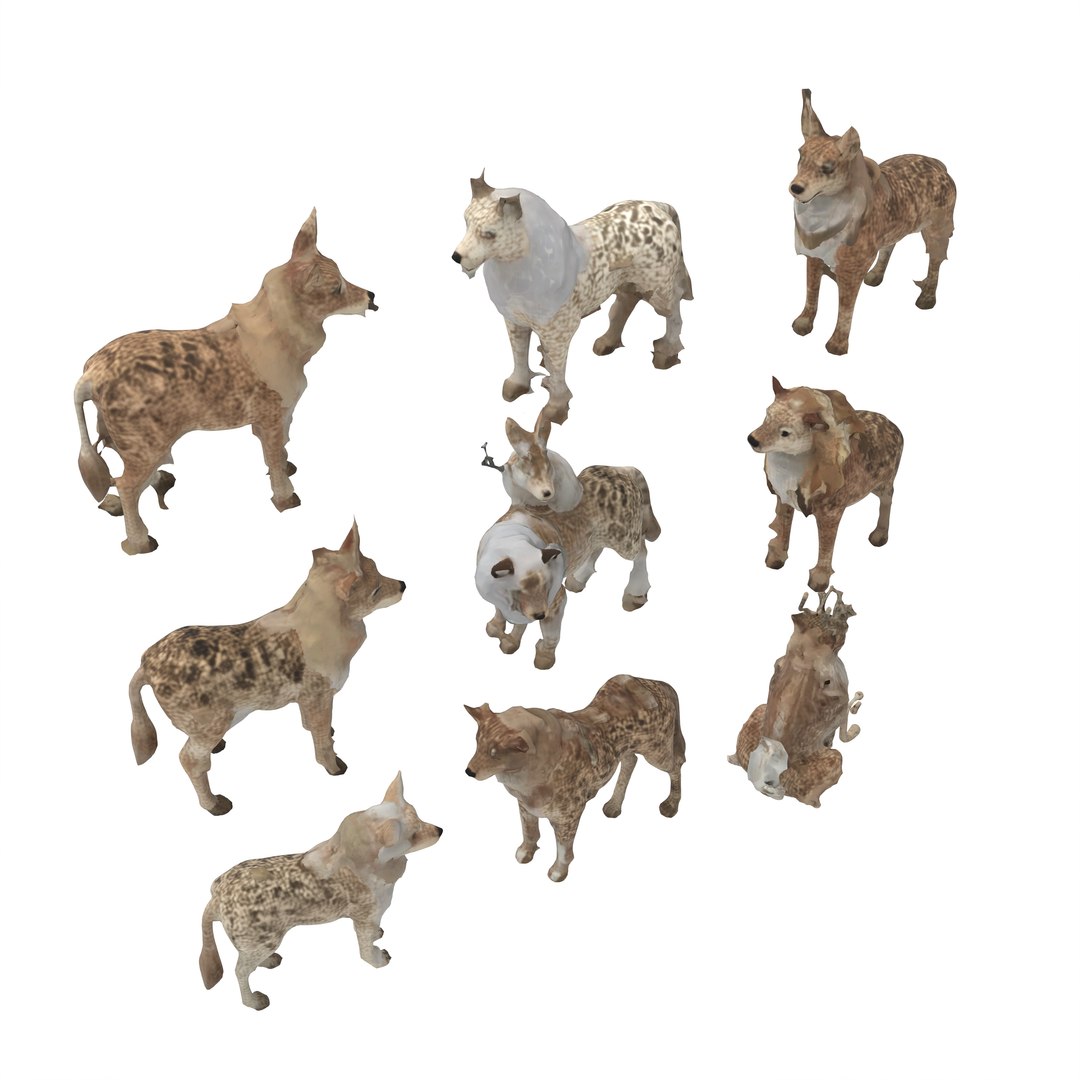 Low Poly Stylized Desert Wolf And Hyena Creature Set - 3D Animal ...