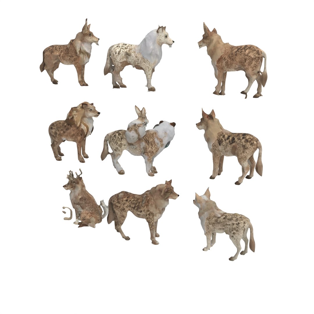 Low Poly Stylized Desert Wolf And Hyena Creature Set - 3D Animal ...