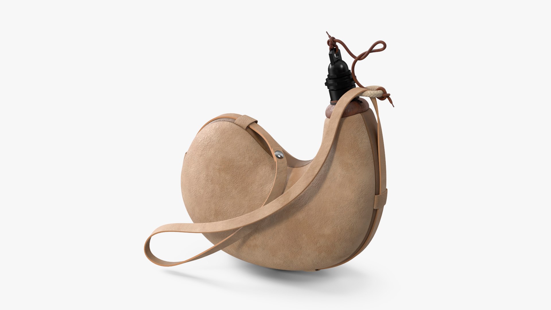 Curved Leather Wineskin JB Beige 3D model preview