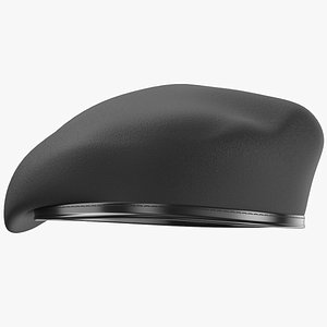 3D Black Military Beret
