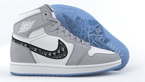 3D Jordan 1 Retro High Dior model