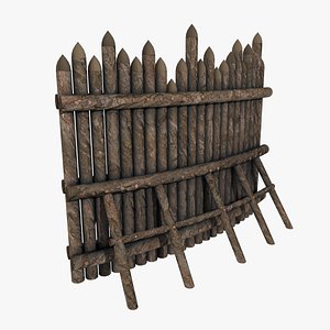 3D model Medieval Boundary wooden wall 02