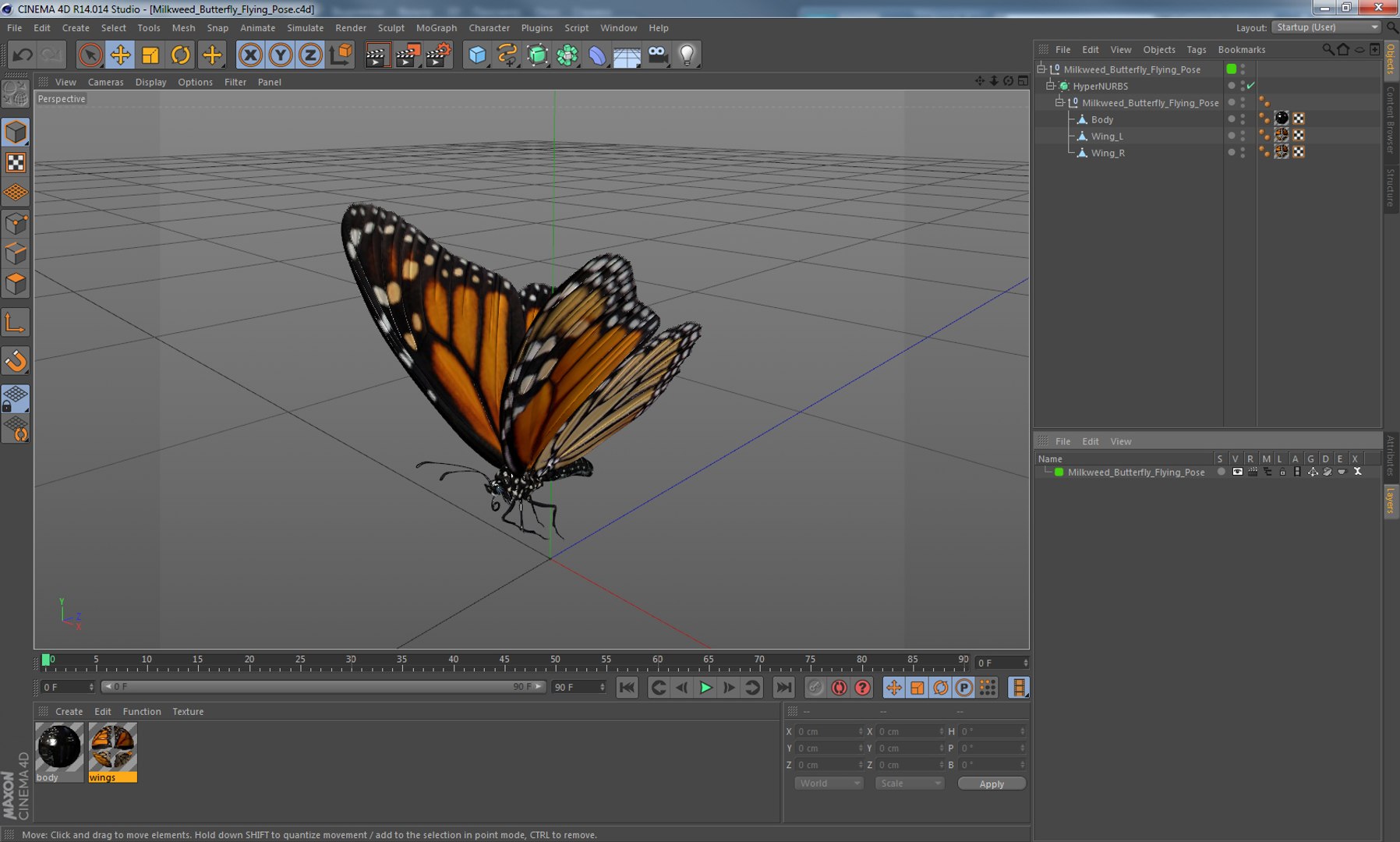 3D milkweed butterfly flying pose https://p.turbosquid.com/ts-thumb/Rl/OuefrU/T6ORFMxD/milkweedbutterflyflyingposevray3dmodel010/jpg/1519851773/1920x1080/fit_q87/43d99ba0b4e6ba5f6f399a169950d7dce836edd8/milkweedbutterflyflyingposevray3dmodel010.jpg