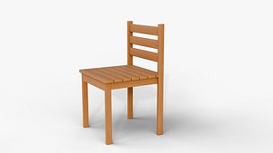 3D model Realistic Wooden Chair 3D Model - Low Poly Furniture for Interior and Exterior Design