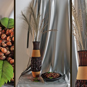 Decor with a vase and nuts