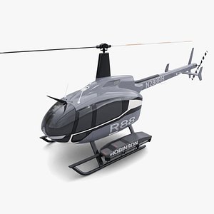 Observation Helicopter Robinson R88 Charcoal-White model