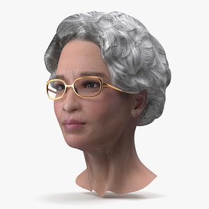 Asian Grandma Head Wearing Glasses