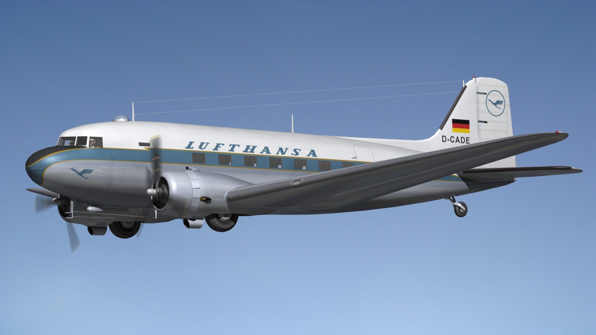 ダグラスDC-3 ルフトハンザ旅客機 DC3ルフトハンザヴィンテージリバリー3Dモデル - TurboSquid 1730322