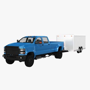 3D model large pickup cargo trailer