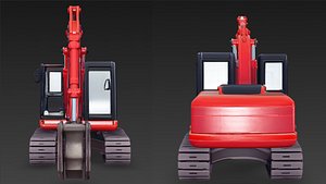 3D Stylized Red Excavator 3D Model - Cartoon Construction Vehicle model