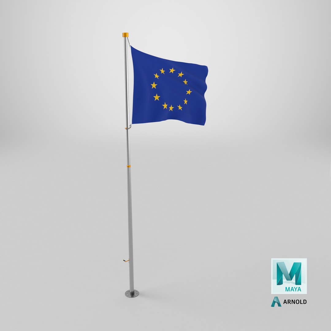 Pole Flag Europian Union 3D - TurboSquid 2202107