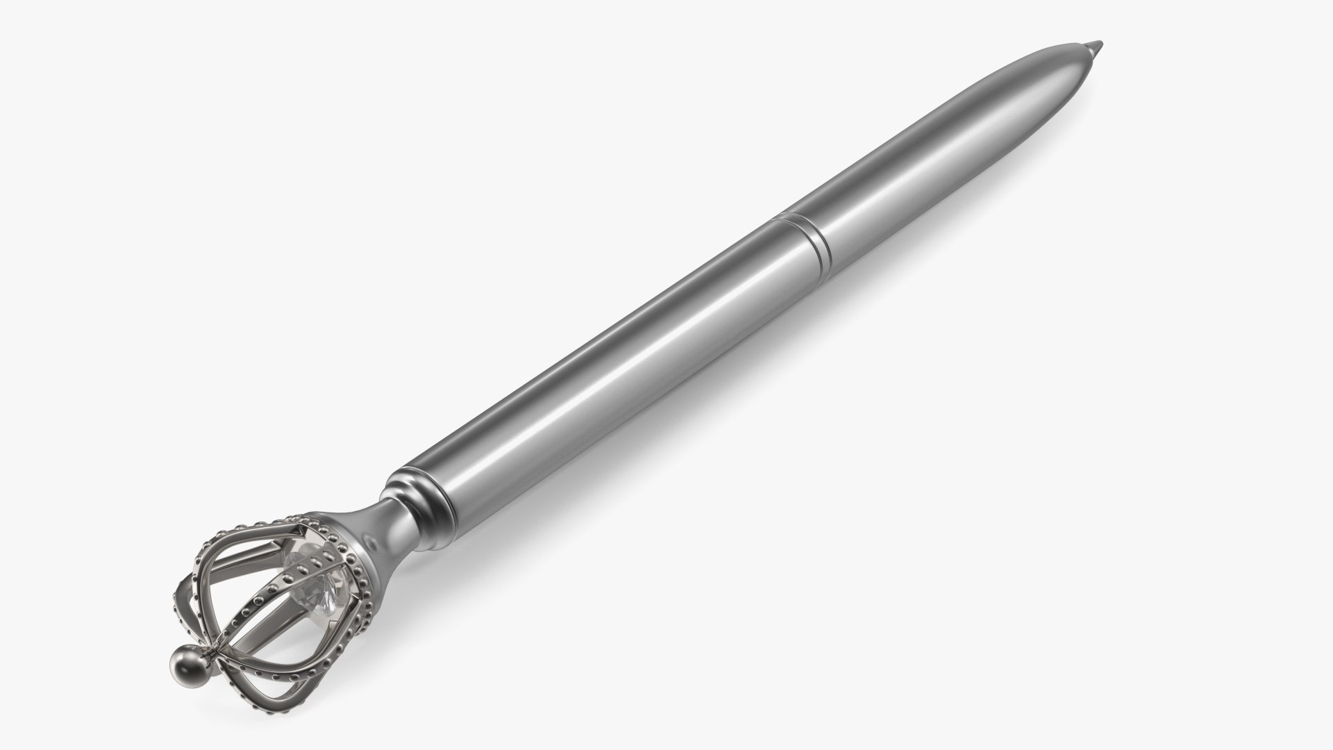 Crown Ballpoint Pen Silver 3D model preview