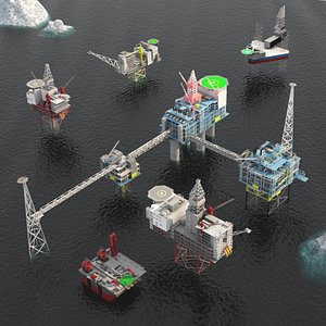oil rig platform pack 3D model