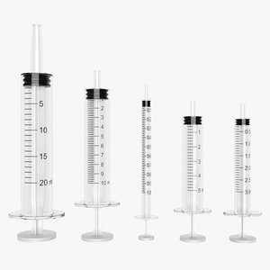 Plastic Syringes 1ml  3ml  5ml  10ml  20ml 3D model