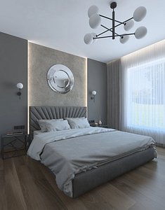 Luxury bedroom  with decorative wall 3D model
