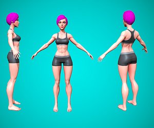Claire-Stylized Female Character - Game Ready Base mesh model