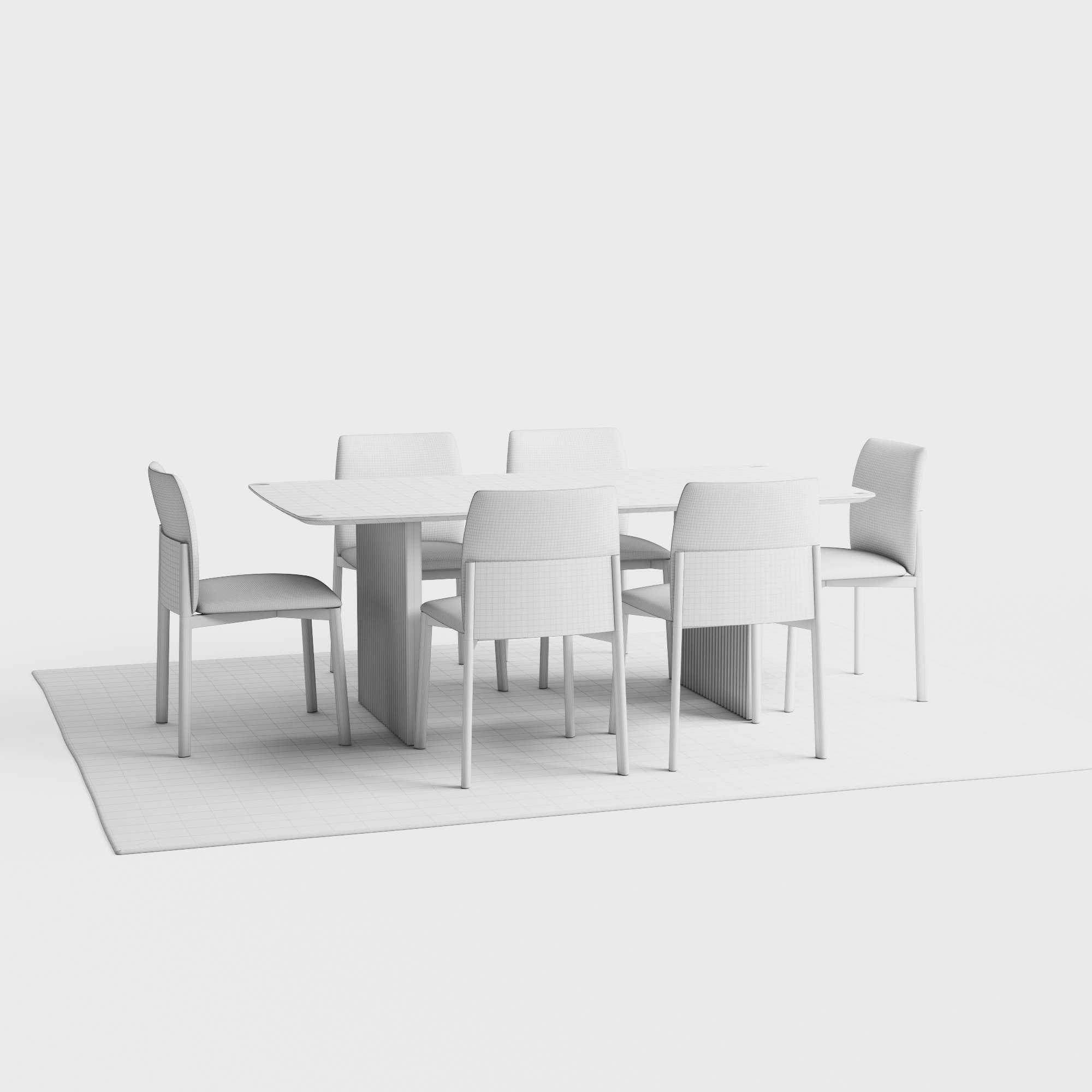 3D модель Design Within Reach Contour Chair Ten Table TurboSquid 2040039