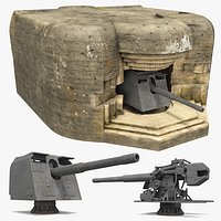 Normandy Bunker and Artillery with Interior