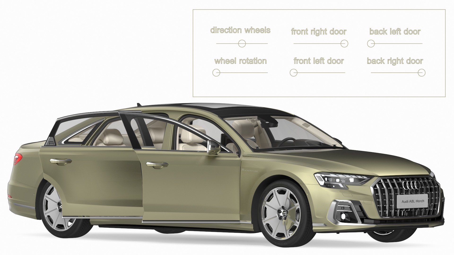 3D model Horch Audi A8L Luxury Sedan Green Rigged https://p.turbosquid.com/ts-thumb/Rm/aUuQ9P/MT/horchaudia8lluxurysedangreenrigged3dsmodel002/jpg/1668301534/1920x1080/fit_q87/593fa0af61043f512293ab917ffa3ff1890051ce/horchaudia8lluxurysedangreenrigged3dsmodel002.jpg