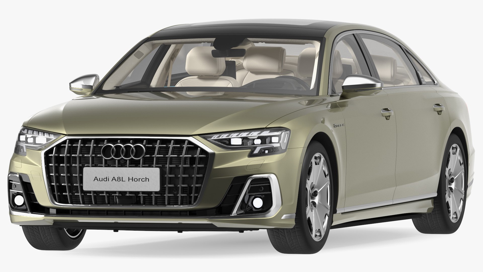 Horch Audi A8L Luxury Sedan Green Rigged 3D model preview