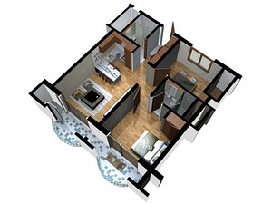 floor plan doll house 3d model