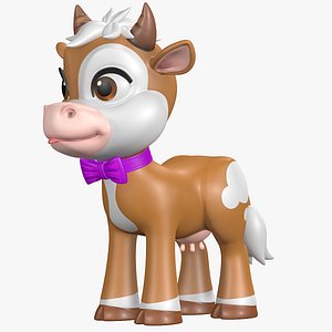 Cartoon Cow Brown Character 8k
