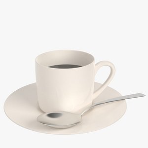 Coffee cup with saucer and spoon