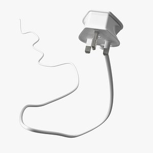 Type G Electric Plug White Rigged for Cinema 4D