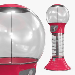 3D Quarter-Operated Gumball Machine with Transparent Body