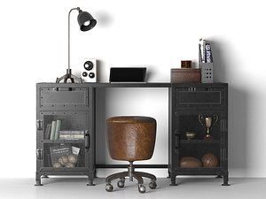 hopper storage desk 3D