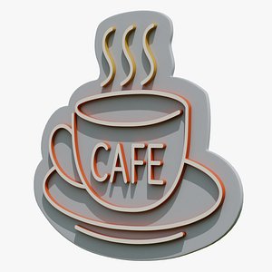 3D Stylized Cafe Coffee Cup Logo Sign