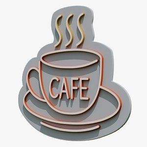 Stylized Cafe Coffee Cup Logo Sign