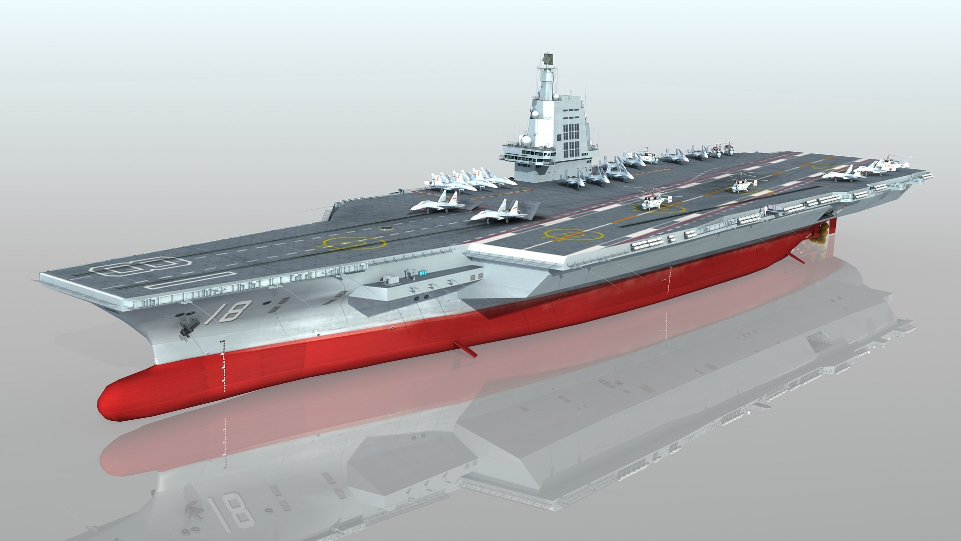 Chinese aircraft carrier CV 18 Fujian Type 003 model - TurboSquid 1968923