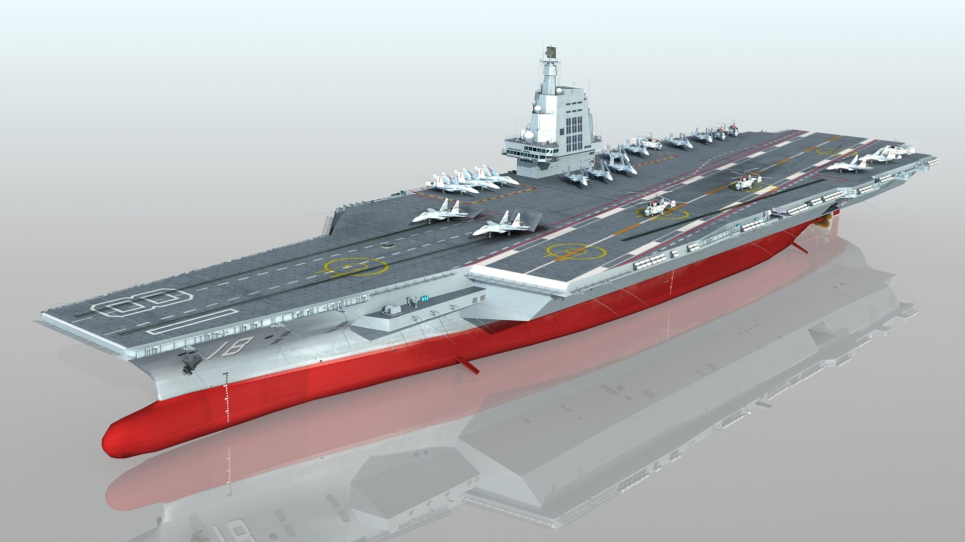 Chinese aircraft carrier CV 18 Fujian Type 003 model - TurboSquid 1968923