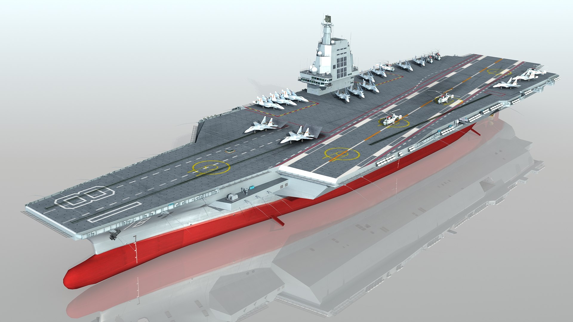 Chinese aircraft carrier CV 18 Fujian Type 003 model - TurboSquid 1968923