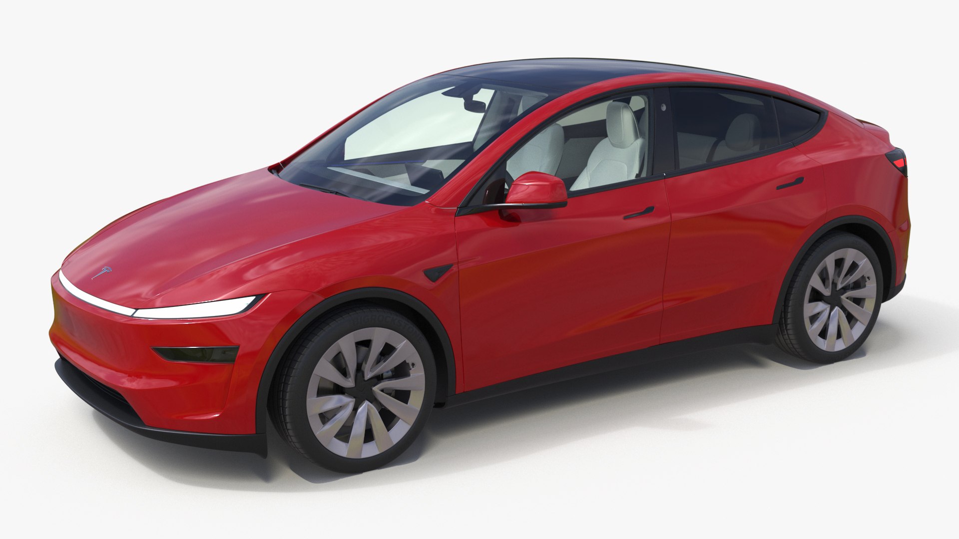 Red 2025 Tesla Model Y Juniper 3D model preview