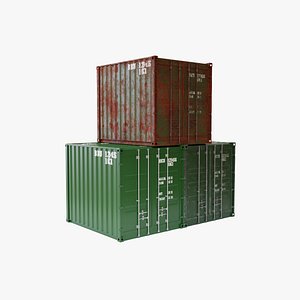 3D 10Ft Cargo Container - Green