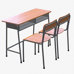 school desk chair 2 3D model